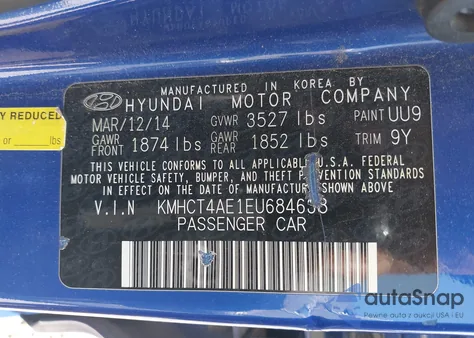 2014 Hyundai Accent Gls from USA, damaged, VIN KMHCT4AE1EU684638